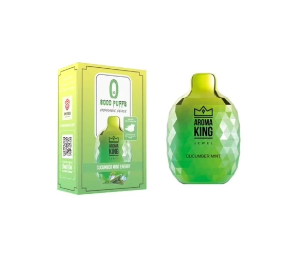 Безникотиновый одноразовый Pod Aroma King Jewel 8000 650 mAh Cucumber Mint Energy 0% (Огурец с мятой)